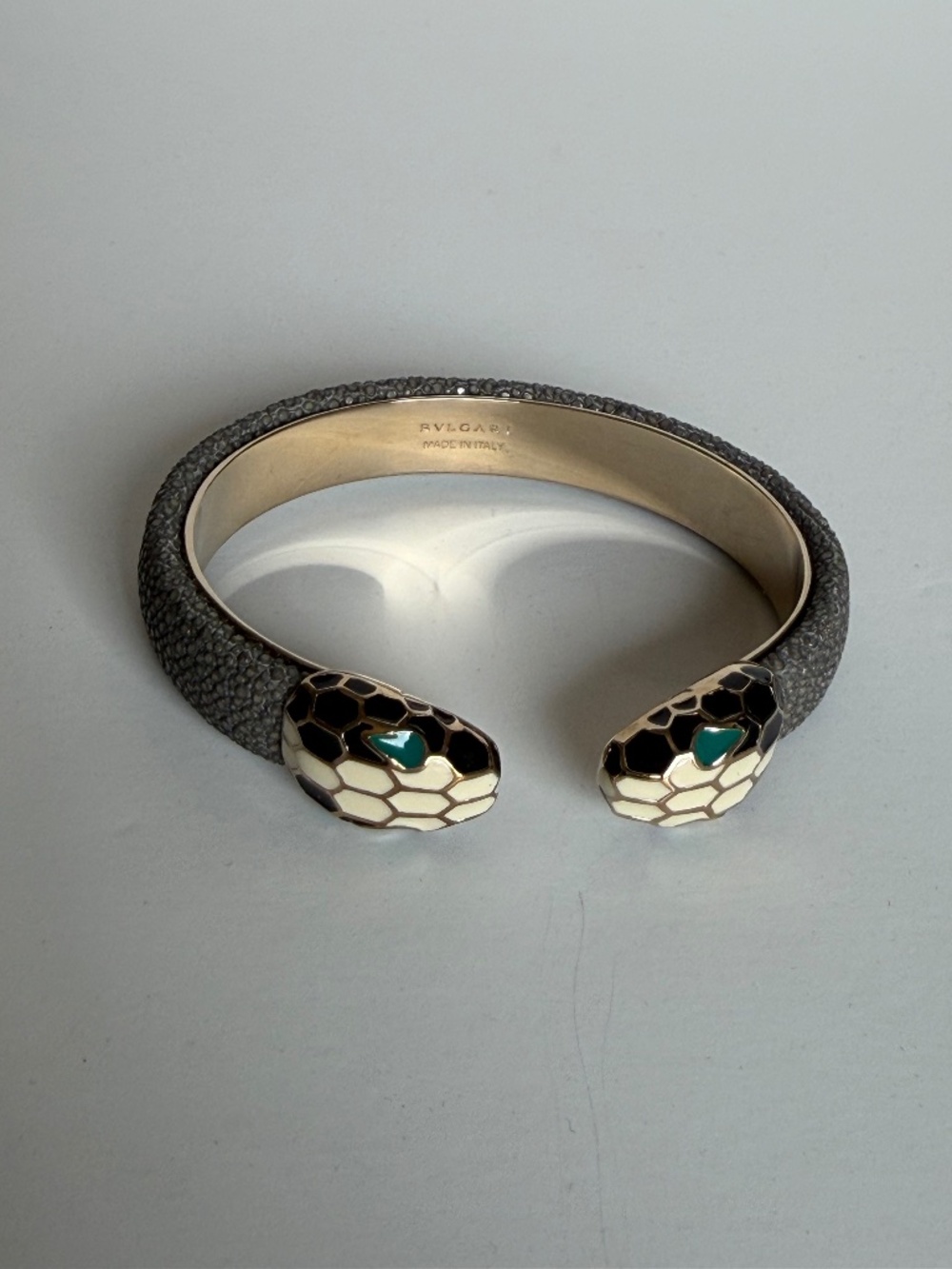 BULGARI Serpenti Forever Galuchat open cuff bracelet